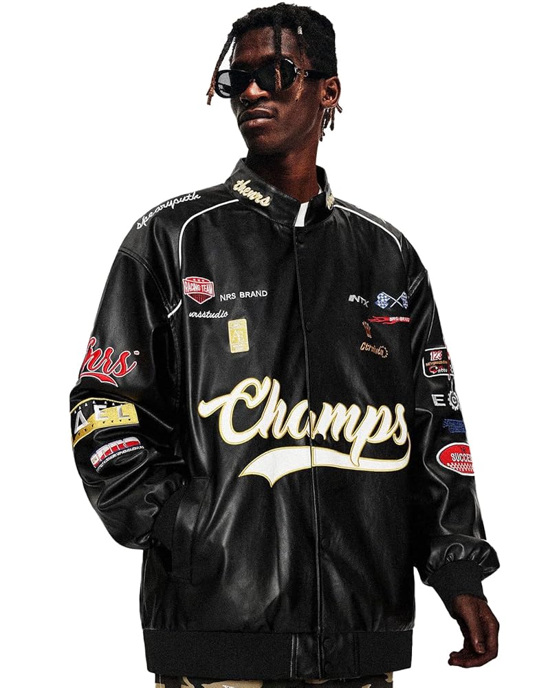 【関税・送料込】Aelfric Eden レーシングジャケット Aelfric Eden Letter-Embroidered Racing Jacket Mens Cool PU